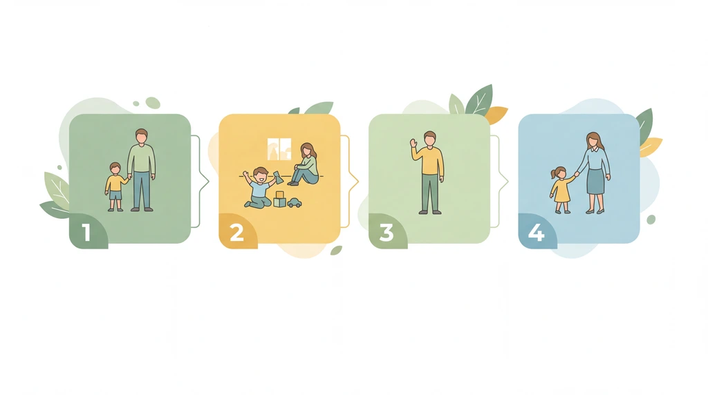 Infografik der 4 Phasen des Berliner Eingewöhnungsmodells von der Grundphase bis zur Schlussphase